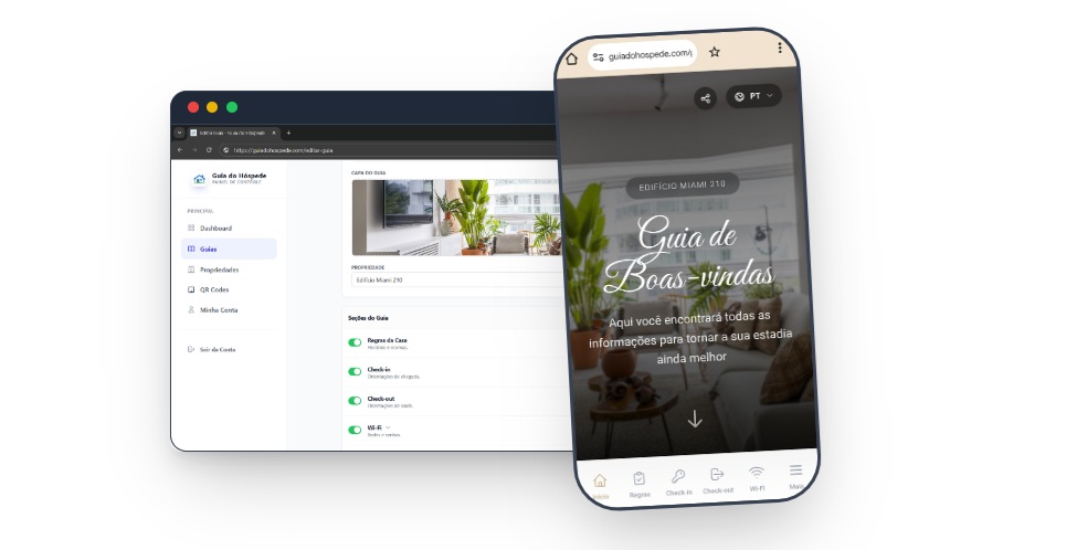 Guialo dashboard with guide sections and QR code generation